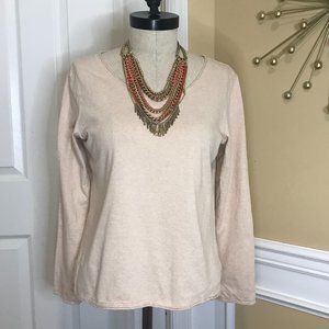 J. Jill Rolled Scoop Neck Tee Soft Peach Sz Medium